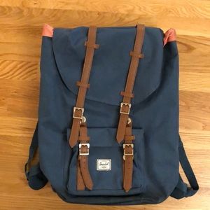 Herschel supply co roll top backpack bag teal blue